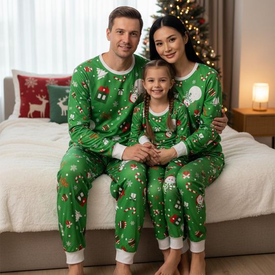 Discover Holiday Long Sleeve Pajamas Set, Christmas Pajamas Family, Xmas Matching Pajamas, Festive Warm Gift