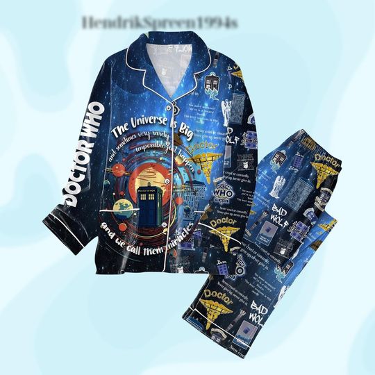 Christmas Doctor Who Pajamas Set,Tardis Starry Night Pajamas, Tenth Doctor Shirt, Doctor Who Christmas Movie Pajamas, Xmas Gift