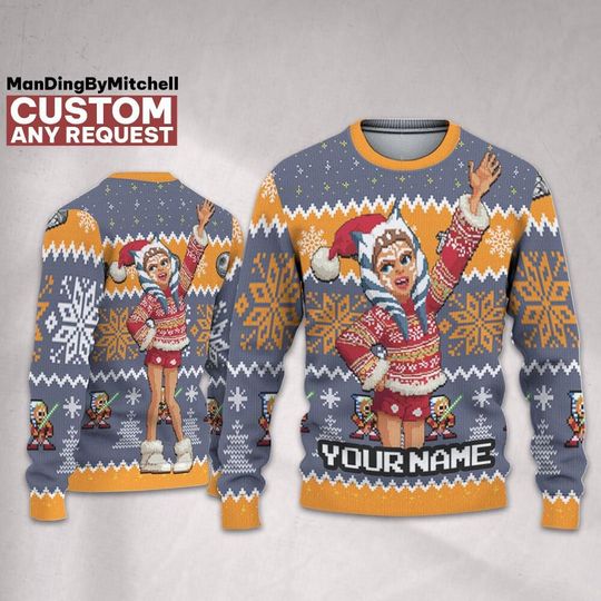 Discover Personalized Christmas Ahsoka Tano Ugly Sweater, Disneyland Shirt, Star Wars Sweater, Matching Family Oufit, Christmas Gift, Birthday Gift