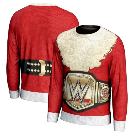 Discover Wrestling Entertainment Santa Undisputed Champion Ugly Christmas Sweater Men’s Holiday Pullover Gift