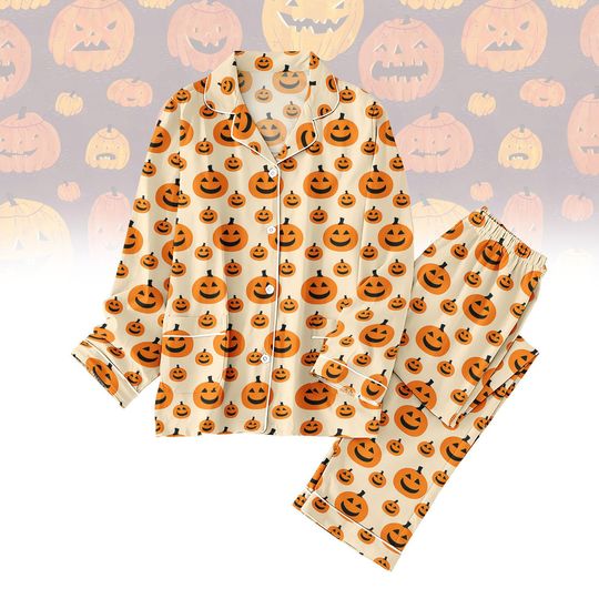 Discover Pumpkin Pajamas Set, Halloween Pajamas for Kids and Adults, Jack O Lantern Sleepwear, Fall Family Pajama Gift, Halloween Pjs Gift