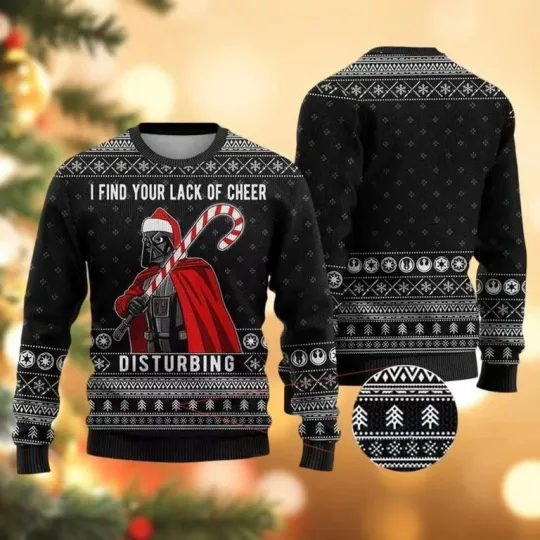 Discover Star War Darth Vader Ugly Christmas Sweater, I Find Your Lack Of Cheer Disturbin