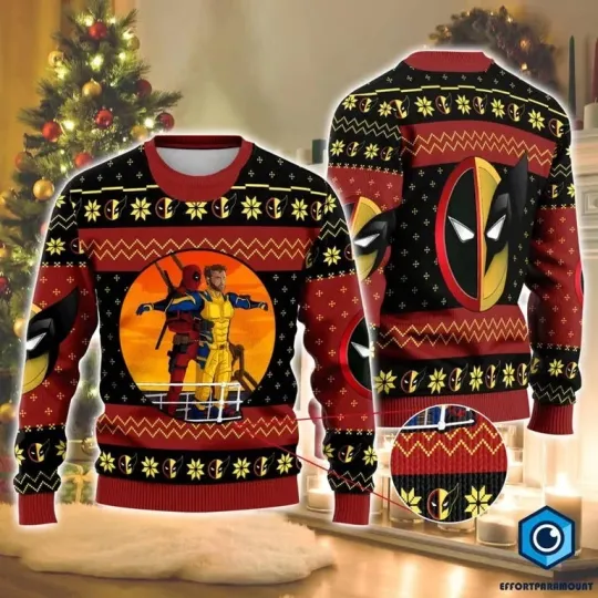 Discover Deadpool And Wolverine Ugly Sweater Christmas, Deadpool 3 Sweater, Deadpool Wolv
