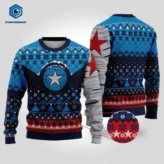 Winter Soldier Ugly Sweatshirt, Winter Soldier BUCKYY Bn Barnes Christmas Sweater, W