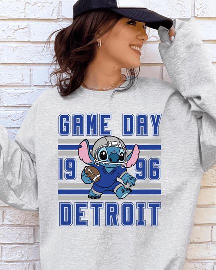 Discover Stitch Detroit Football Shirt, Sweatshirt and Hoodie | Cute Disney Game Day Family Matching Fan Shirt and Sweatshirt
