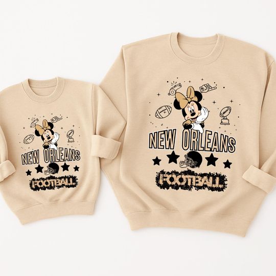 Discover Minnie New Orleans Football Shirt and Sweatshirt | Minnie Game Day Kids andFamily Matching New Orleans Fan Shirt