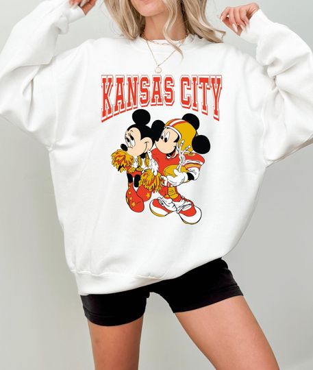 Discover Kansas City Football Shirt and Sweatshirt, Mickey and Minnie Game Day Tee, Retro Disney Fans Sweatshirt, Matching Kansas City Football Shirt