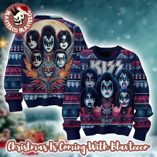 Discover K*iss Rock and Roll Holiday Ugly Xmas Sweater, Vintage Style Gift for Fans