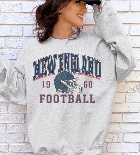 Discover Vintage New England Football Shirt and Sweatshirt, Distressed 1960 Game Day Sweatshirt