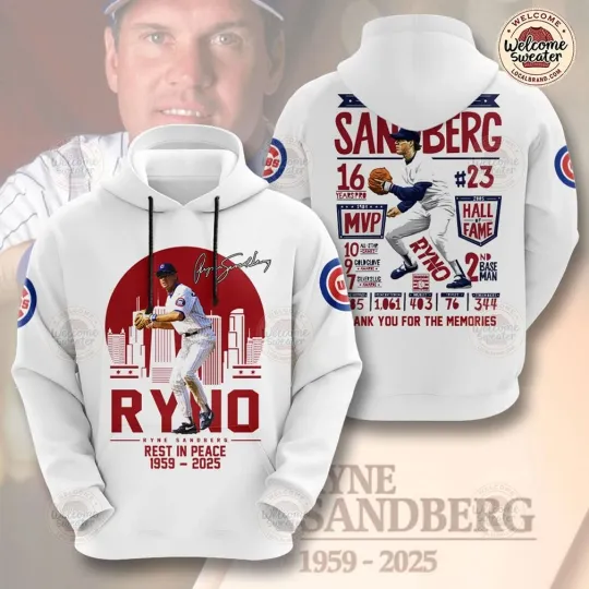 Discover Cubs x Ryne Sandberg 3D Hoodie Legend 1959-2025 Thank You