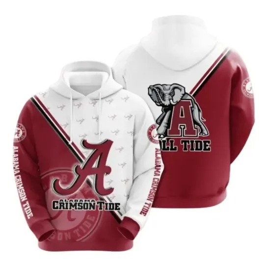 Discover Albm Football 3D Hoodie, Bold Roll Tide Elephant Crimson White Design
