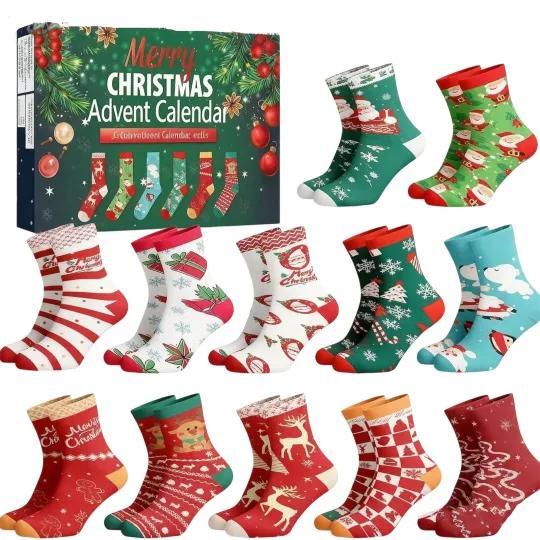Discover Countdown Christmas Socks Advent Calendar – 24 Days of Festive 3D Blind Boxes