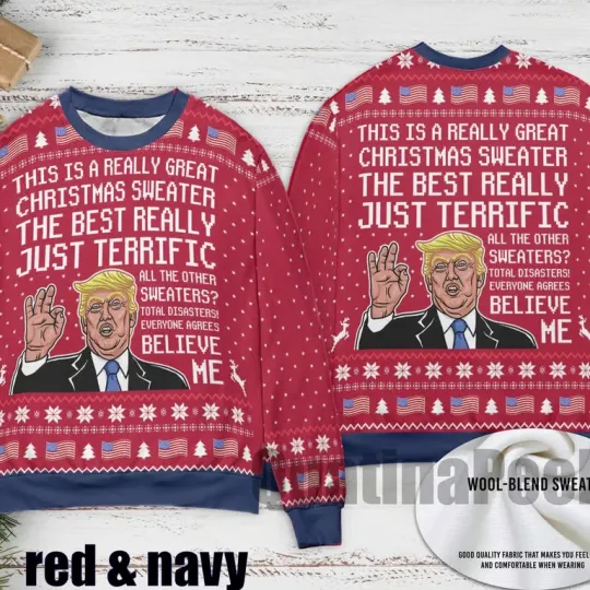 Discover Merry Christmas Trump Ugly Sweater, Funny Trump Holiday Party Outfit