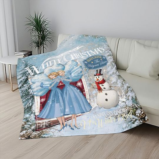 Discover White Christmas Groovy Sisters Sherpa Fleece Blanket, Retro 50s Mid Century Modern Holiday Decor