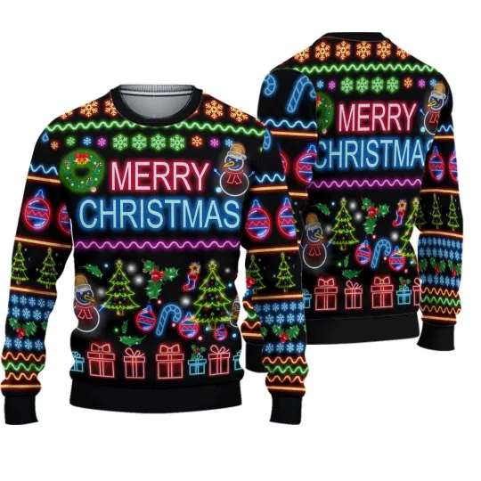 Discover XMAS Christmas Bright Neon Lighting Ugly Sweater