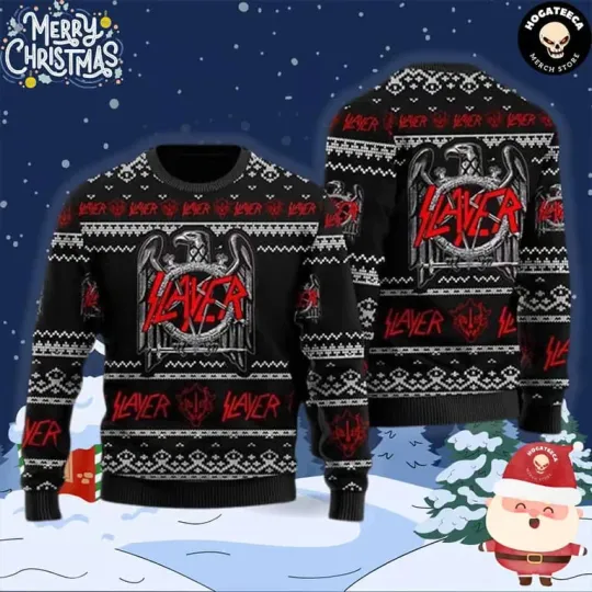 Discover Slayer Eagle Ugly Xmas Sweater, Heavy Metal Christmas Gift for Family Friends