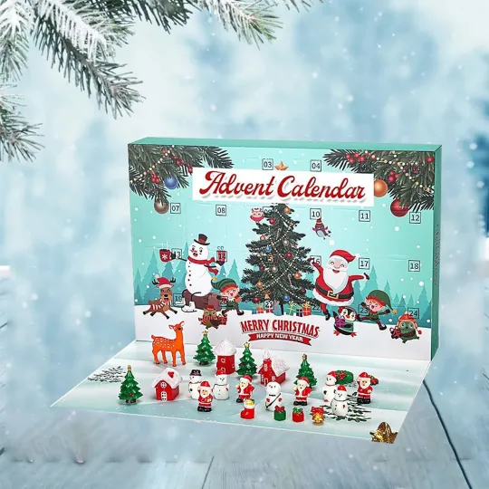 Christmas Countdown Santa Claus Advent Calendar 24 Days of Festive 3D Blind Box