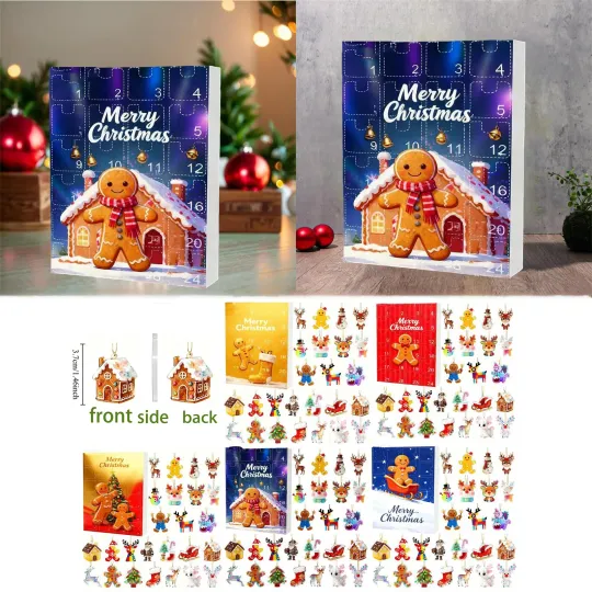 Merry Christmas Countdown Gingerbread Man Advent Calendar 24 Days 2D Blind Box