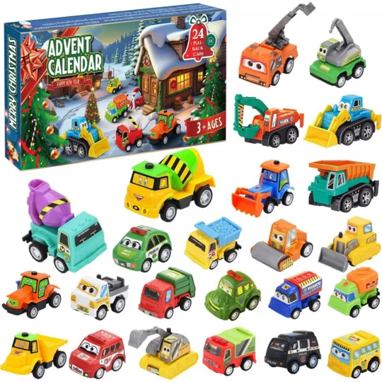 Christmas Countdown Cartoon Vehicles Advent Calendar – 24 Days 3D Blind Boxes