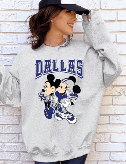 Discover Dallas Minnie & Mickey Football Sweatshirt, Disney Custom Football Sweatshirt