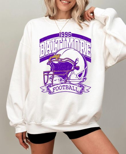 Discover Baltimore Football Sweatshirt, Distressed Baltimore Game Day, Baltimore Sports Fan Top