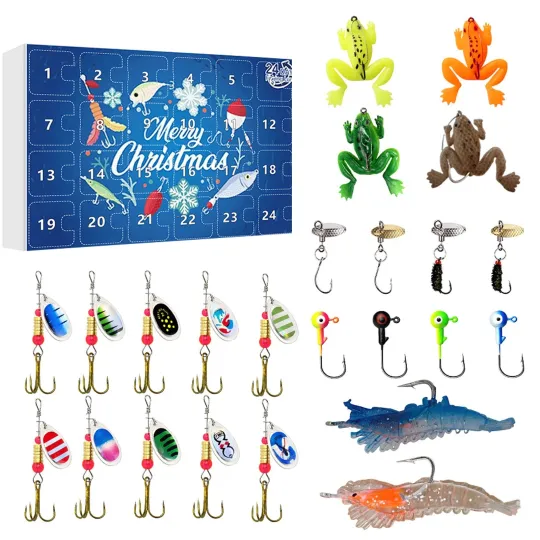 Christmas Countdown Fishing Hook Advent Calendar 24 Days of Festive 3D Blind Box