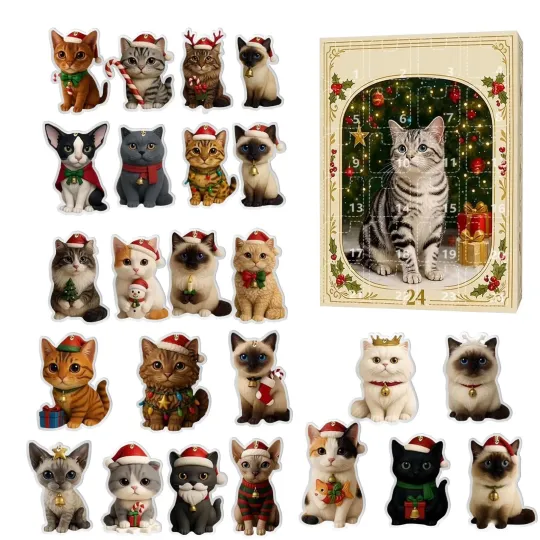 Discover Christmas Countdown Pet Kitten Cats Advent Calendar 24 Days 2D Blind Boxes Gifts