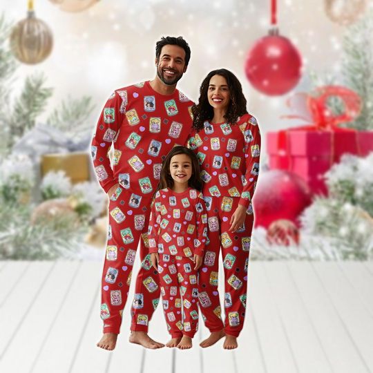 Discover Kpop Group Christmas Family Matching Pajamas Set, Saja Boys Demon Pajamas, Pine Anime Movie Holiday Long Pajamas, Xmas Gifts