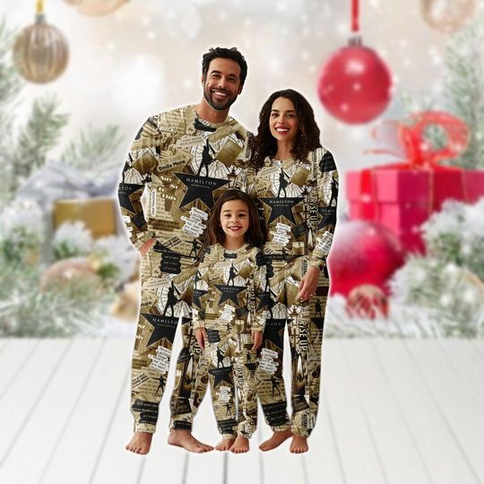 Discover Hamilton Musical Family Matching Pajamas Set, Broadway Musical Pajamas, Alexander Hamilton Eliza Holiday Long Pajamas Set, Xmas Gifts
