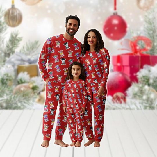 Discover Kpop Boys Christmas Family Matching Pajamas Set, Saja Boys Women Pajamas, Kpop Anime Movie Holiday Long Pajamas Set, Cute Xmas Gifts