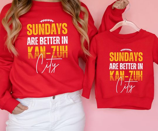 Discover Sundays Are Better In Kanzuh City Sweatshirt, Unisex Kansas City Football Sweatshirt