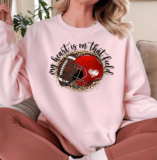 Discover My Heart On The Line Football Comfort Color Shirt, Football Sweatshirt