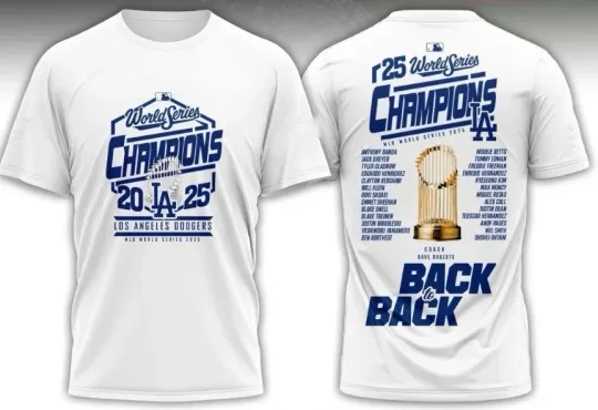 Los Angeles Dodgers 2025 World Series Champions 3D T-Shirt