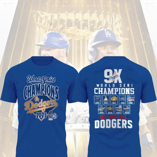 Los Angeles Dodgers 2025 World Series Champions 3D T-Shirt with Logo Both Sides for Fans