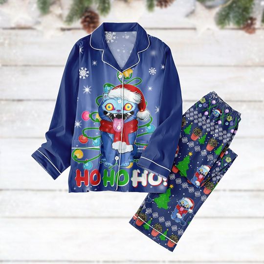 Discover Blue Tiger Ho Ho Ho Pajamas Set, Kpop Anime Holiday Pajamas, Cute Tiger Loungewear, Tiger Lover Matching Pajamas Set, Tiger Xmas Gift