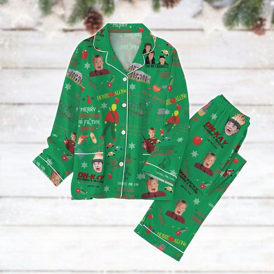 Christmas Home Alone Kevin Pajamas Set, Merry Christmas Ya Filthy Animal Women Pajamas, Xmas Movie Holiday Pajamas, Fun Christmas Gift