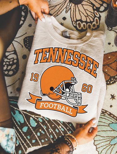 Discover Retro Tennessee Football Sweatshirt, 1960 Vintage Helmet, Distressed Game Day Crewneck