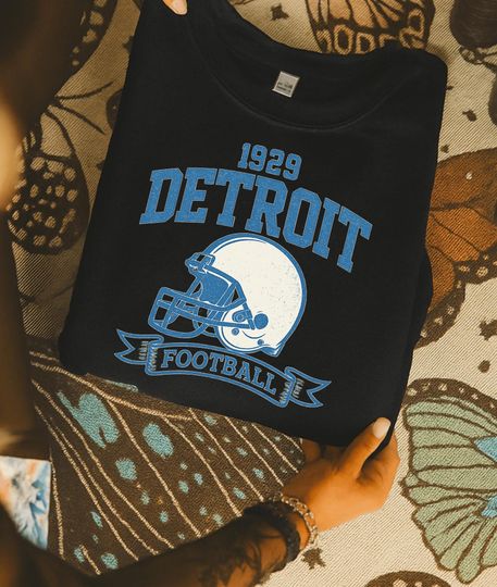 Discover Detroit Football Helmet Crewneck Sweatshirt, Retro Sports Fan Apparel