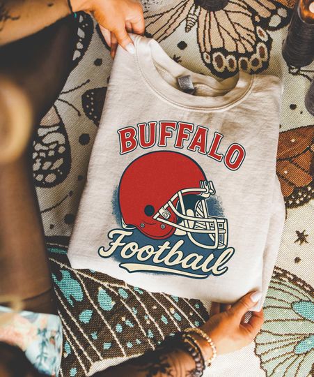 Discover Buffalo Retro Football Helmet Sweatshirt, Vintage Distressed Buffalo Game Day