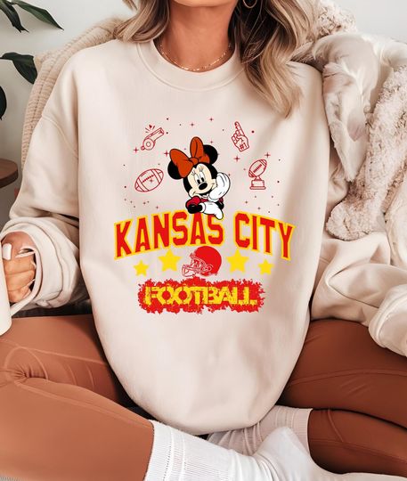 Discover Minnie Kansas City Football Sweatshirt Cute Game Day Outfit Disney Fan Team
