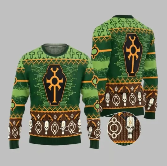 Discover 2025 Christmas Warhammer Necron Iconic Ugly Christmas Sweater