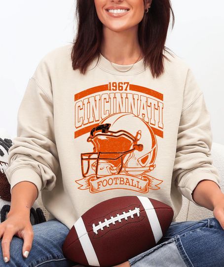 Discover Cincinnati Football Sweatshirt, Distressed Vintage Cincinnati Game Day Crewneck