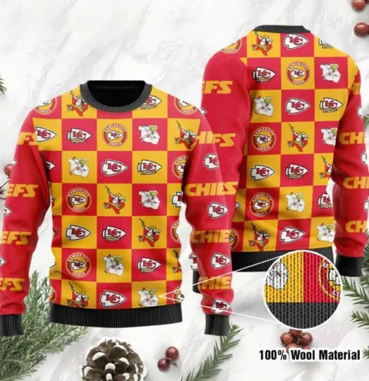 Discover XMAS K.C Game Day Patchwork Ugly Christmas Sweater
