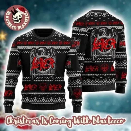 Discover Slayer Band Eagle Logo Christmas Ugly Sweater
