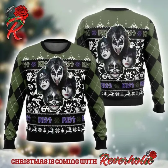 Discover K*iss Band Ugly Xmas Sweater, Funny Holiday Gift for Rock Fans
