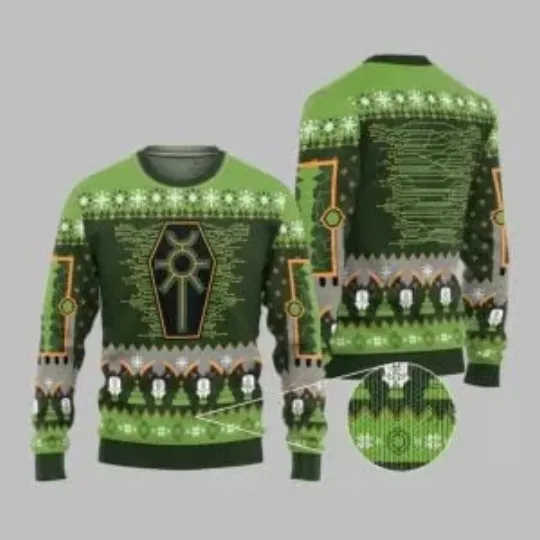 Discover 2025 Christmas Warhammer Nefarious Necron Iconic Ugly Christmas Sweater