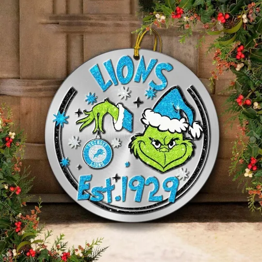Discover Detroit Football Lionss Team Christmas Ceramic Ornament Gift Decor
