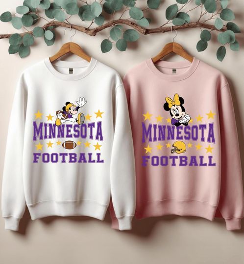 Discover Disney Minnie & Mickey Minnesota Football Sweathirt, Game Day Disney Sweatshirt