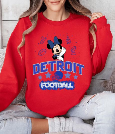 Discover Detroit Minnie Football Shirt and Sweatshirt, Detroit Matching Family Sweatshirt