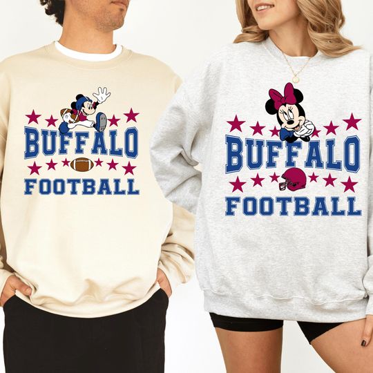 Discover Minnie and Mickey Buffalo Football Shirt, Minnie Game Day Couple Sweatshirt